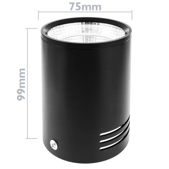 Foco LED de superficie Lámpara COB 7W 220VAC 6000K negra 75mm