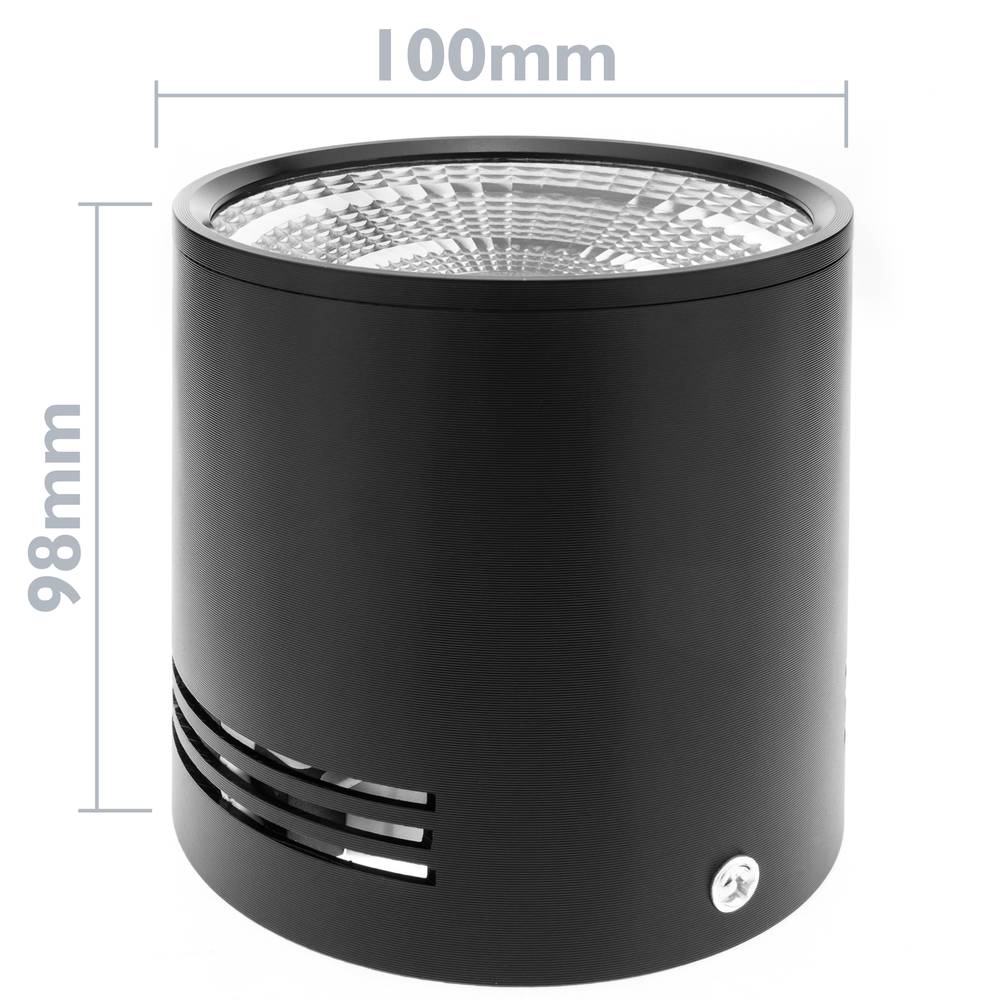 Foco LED de superfície Lâmpada COB 12W 220VAC 6000K preto 100mm