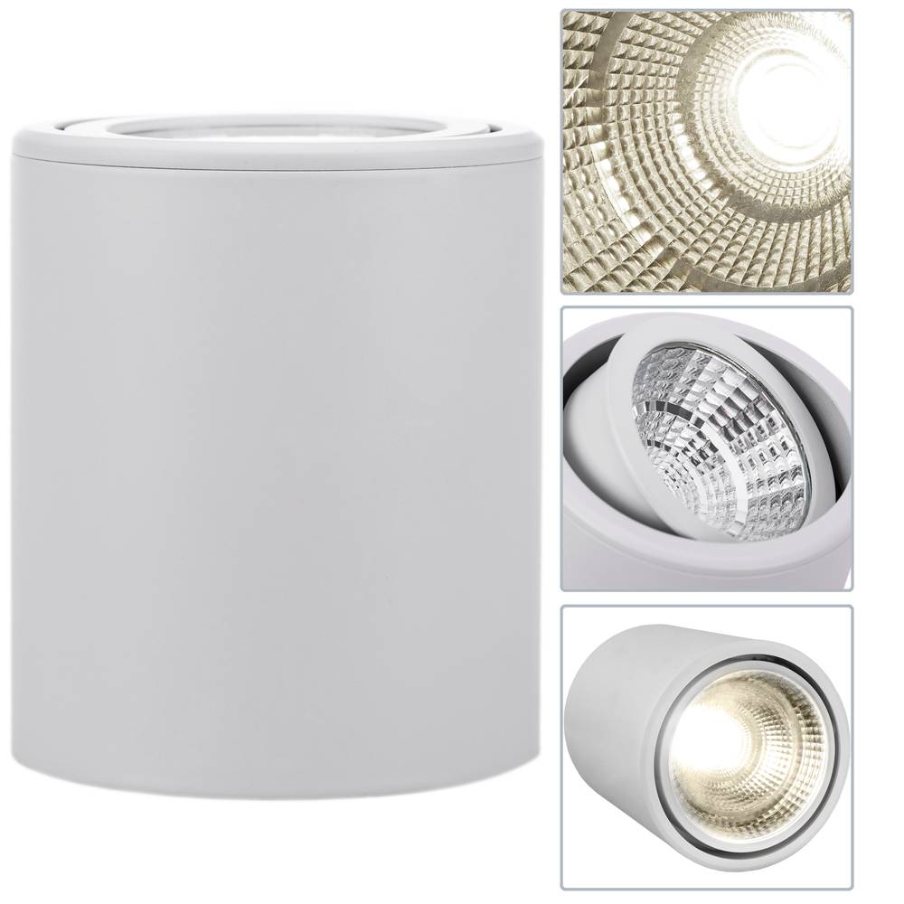Projecteur de surface LED avec lampe COB tête mobile 7W 220VAC 3000K blanc 75mm