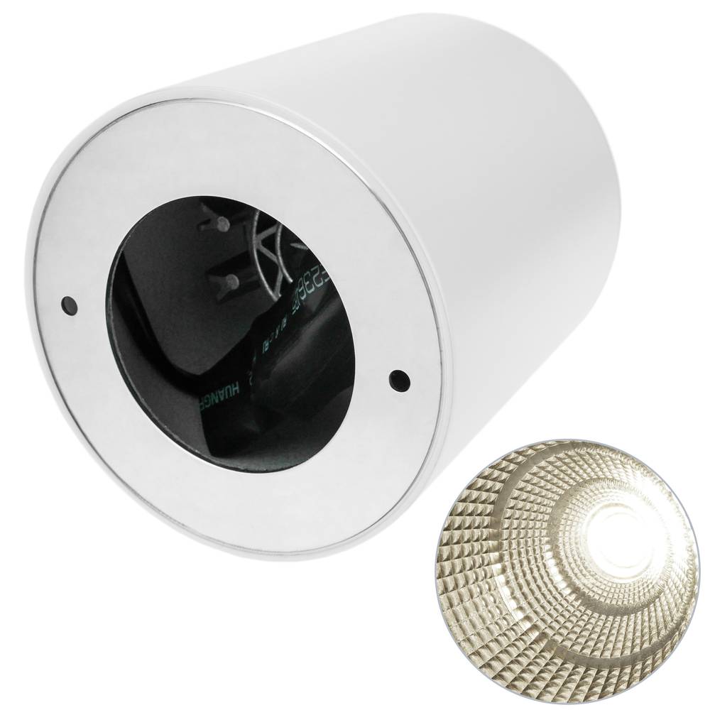 Candeeiro de superfície LED COB 12W 220VAC 3000K branco 90mm