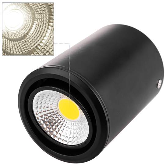 LED-spot COB-lamp 5W 220VAC 3000K zwart 75 mm richtbaar