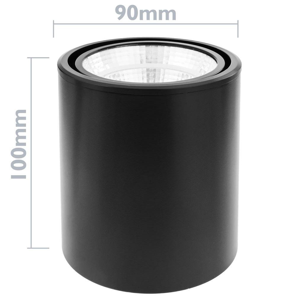 Foco LED de superfície Lâmpada COB 7W 220VAC 6000K preto 90mm
