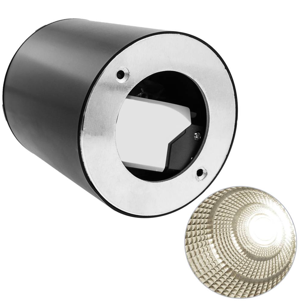 Foco LED de superficie Lámpara COB 12W 220VAC 3000K negra 115mm