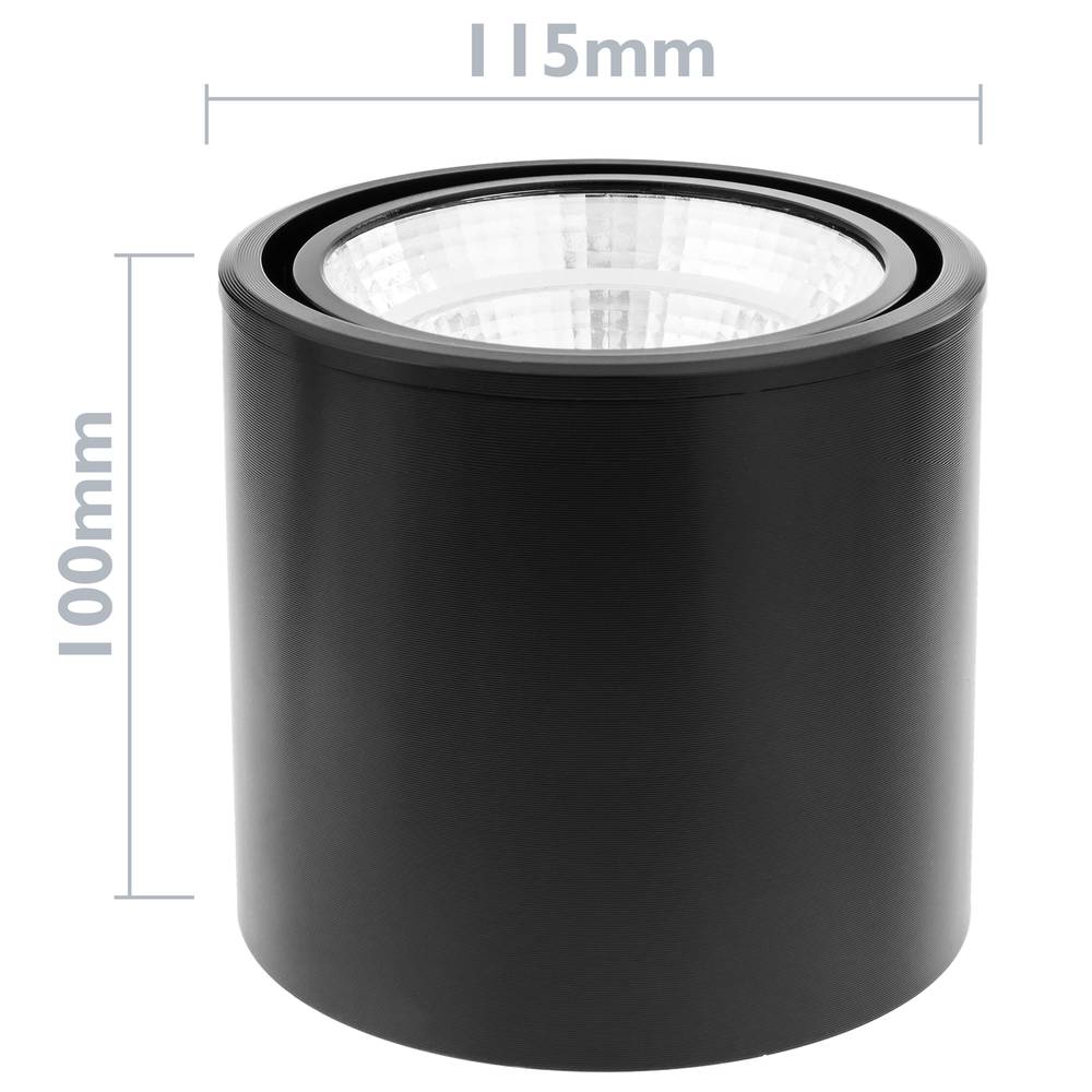 Foco LED de superfície Lâmpada COB 12W 220VAC 6000K preto 115mm