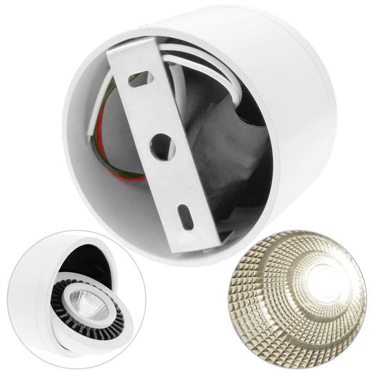 Faretto A Led Di Superficie Lampada Cob W Vac K Bianco Mm