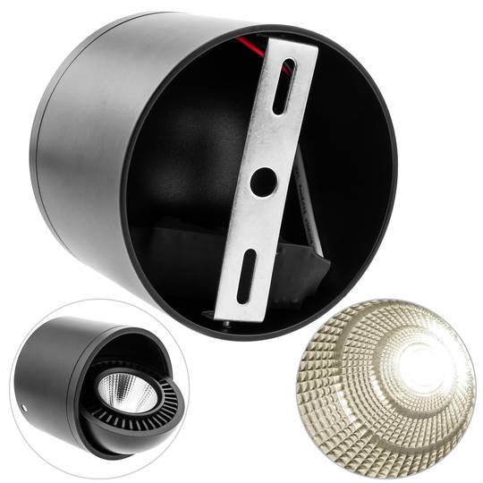 Reflektor LED COB lampa 9W 220VAC 3000K czarny 85mm