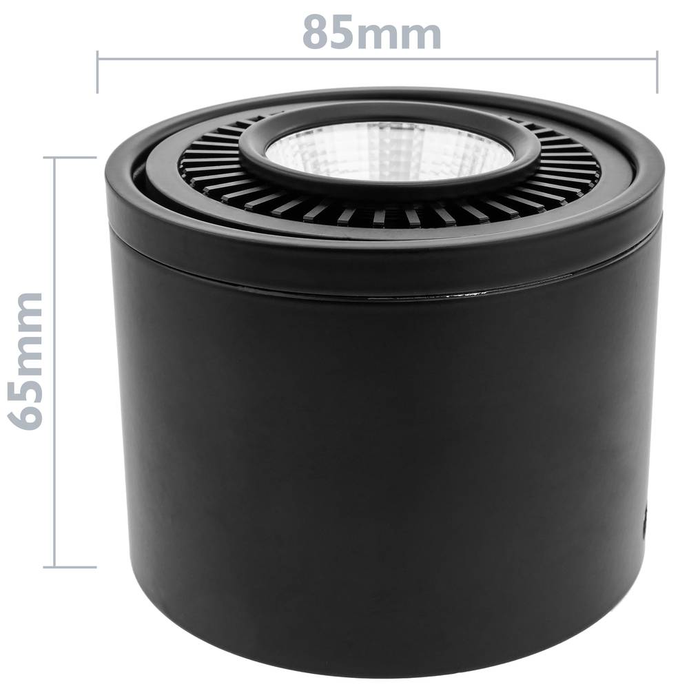 Reflektor LED COB lampa 9W 220VAC 3000K czarny 85mm