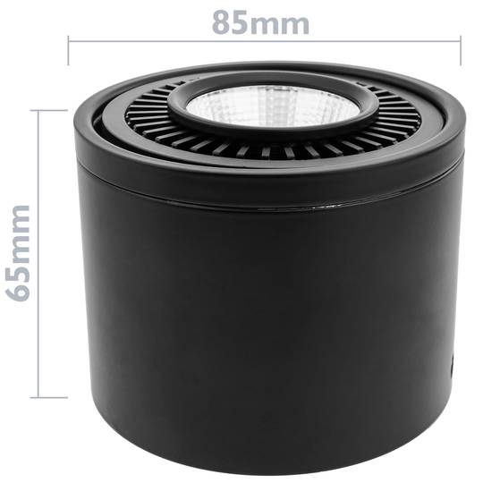 Reflektor LED COB lampa 9W 220VAC 3000K czarny 85mm