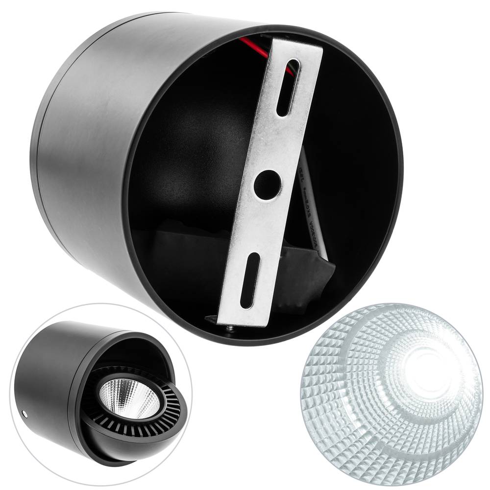 Surface LED spotlight COB lamp 9W 220VAC 6000K black 85mm