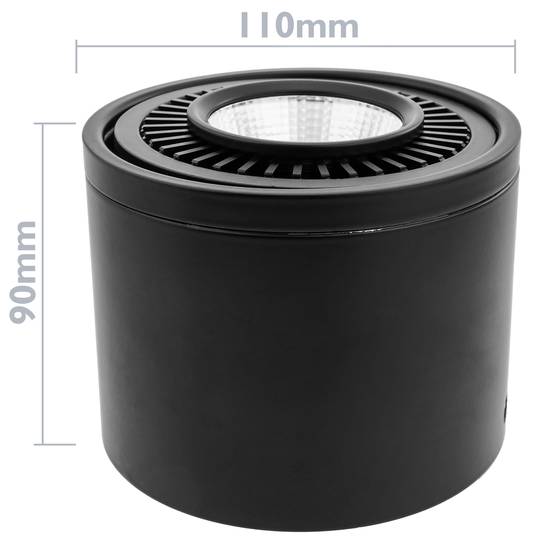 Reflektor z powierzchni LED 20W 220V COB 6000K lampę czarny 110mm