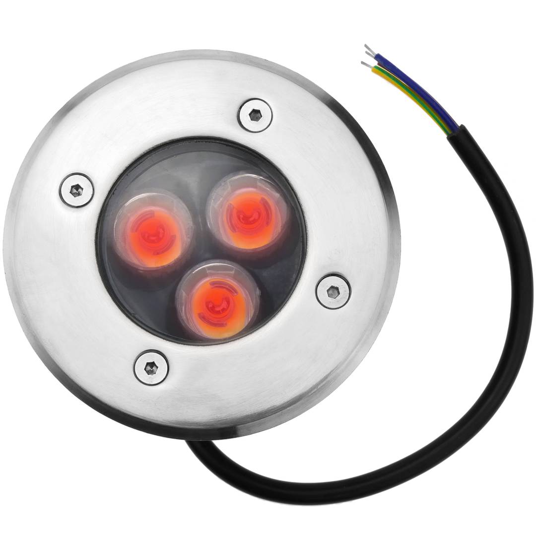 Spot LED 3W 90mm. Lumière de couleur rouge