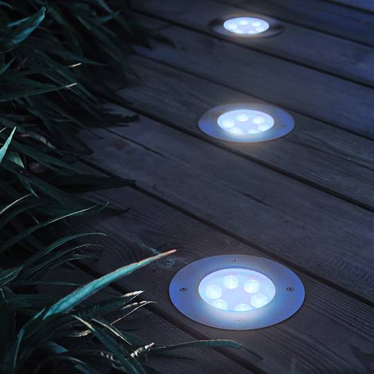 Foco LED de suelo de 6W 120mm con luz de color verde