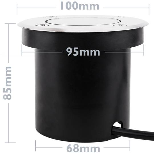 Foco LED de suelo de 6W 120mm con luz de color azul