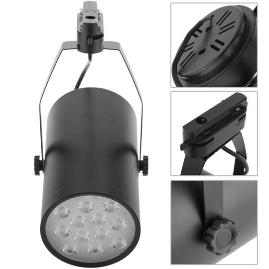 Foco LED de raíl 12W blanco frío día 100x170mm negro