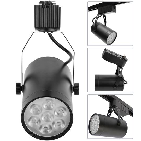 7W led-raillicht koudwit dag 80x110mm zwart