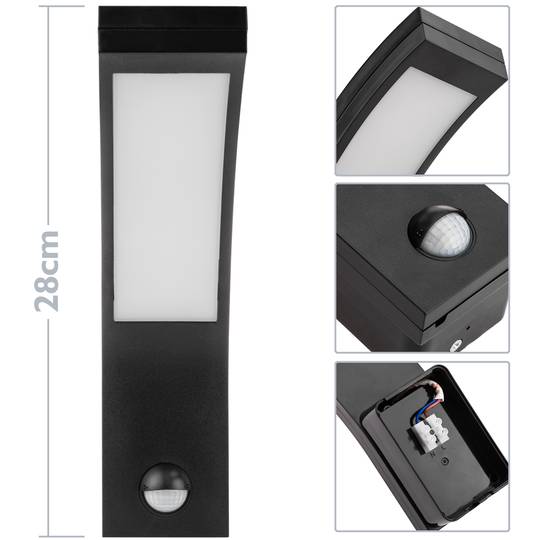 Aplique LED de pared con sensor de movimiento y oscuridad IP54 15W