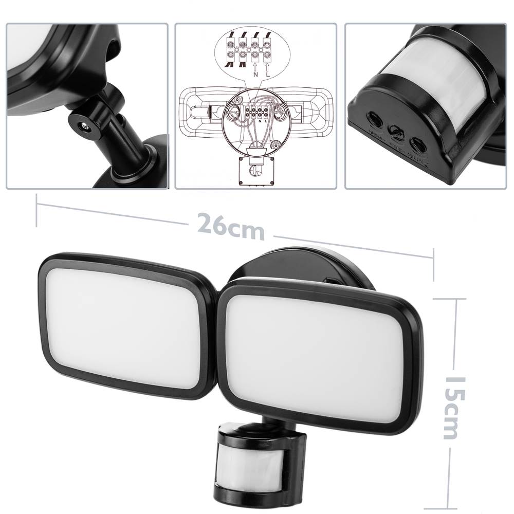 Applique murale mobile à LED avec capteur de mouvement et d'obscurité IP65 20W