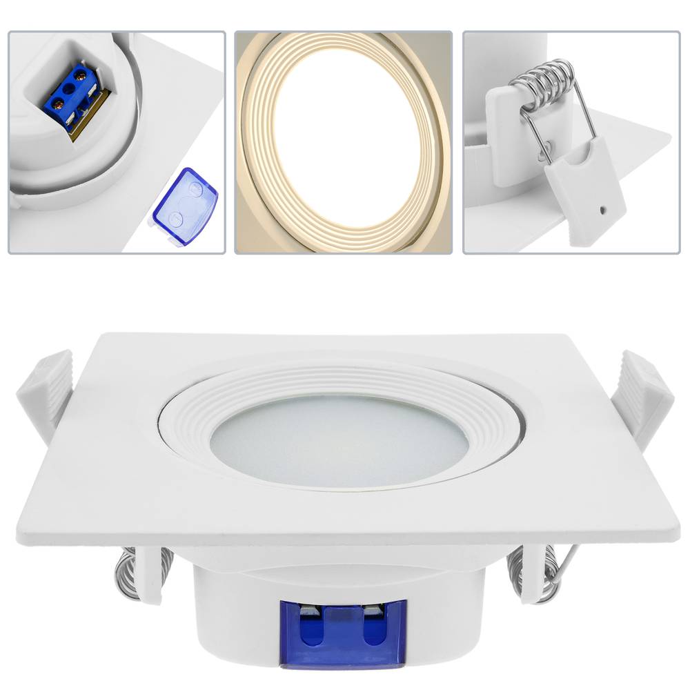 LED light 90mm square recessed 7W warm white 3200K