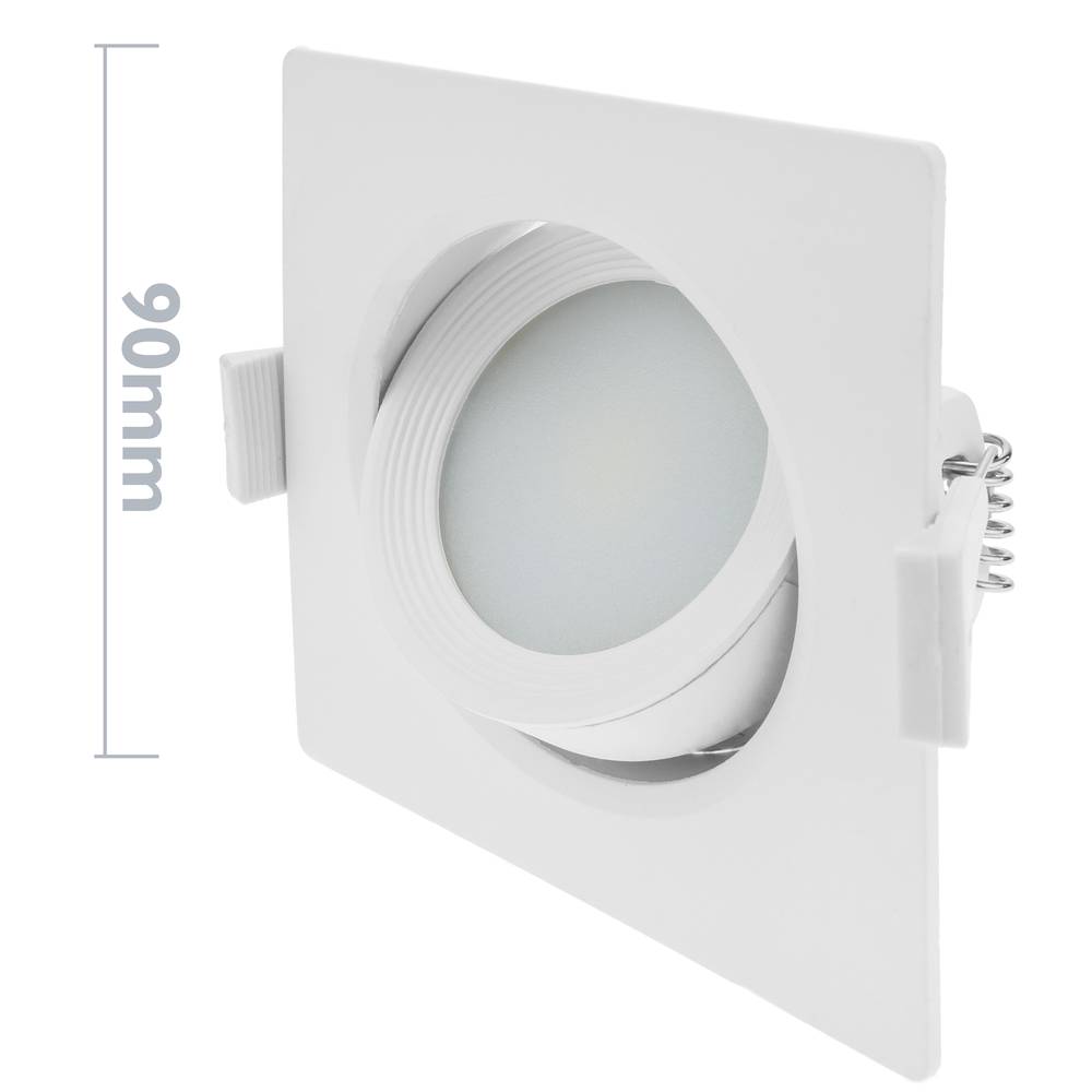 LED light 90mm square recessed 7W warm white 3200K