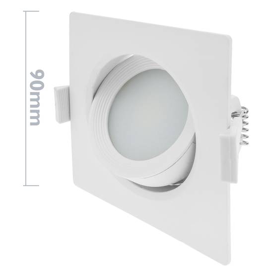 LED light 90mm square recessed 7W warm white 3200K