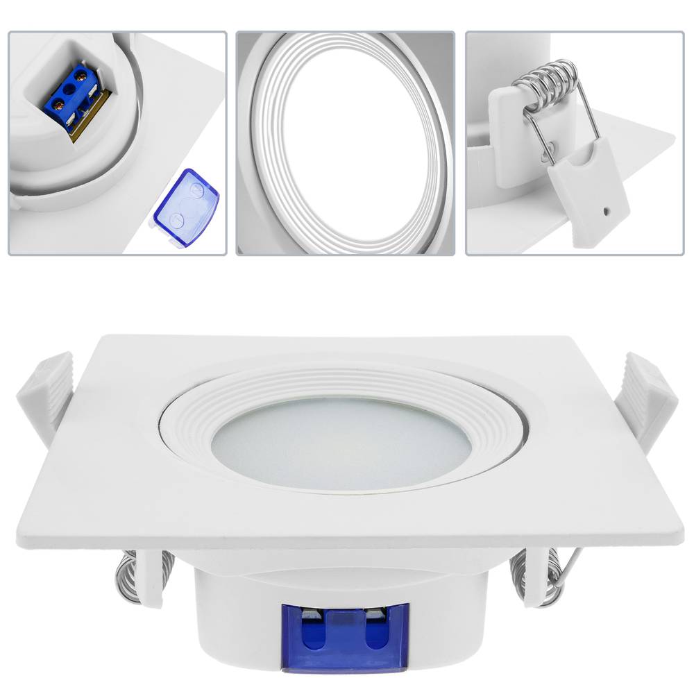 LED light 90mm square recessed 7W white day 6500K