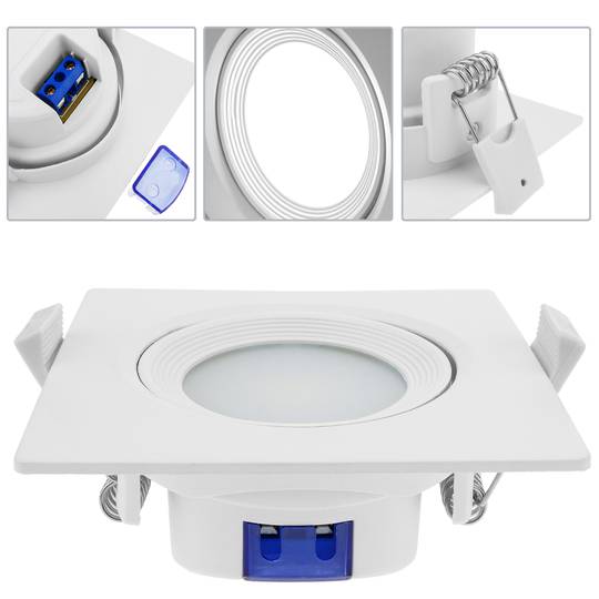 LED light 90mm square recessed 7W white day 6500K