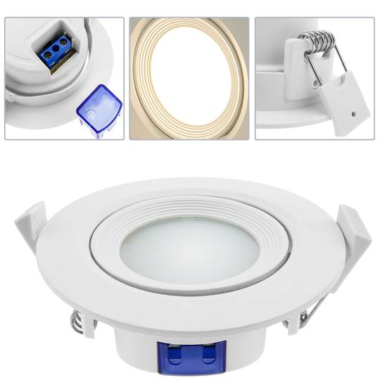 Feu à LED 90mm encastré rond 7W blanc chaud 3000K