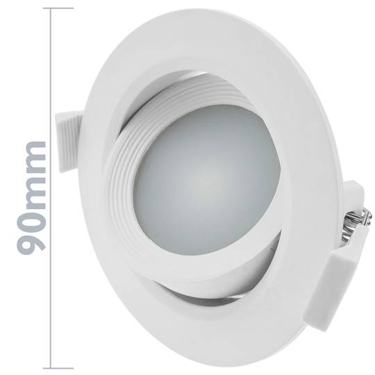 Feu à LED 90mm encastré rond 7W blanc chaud 3000K
