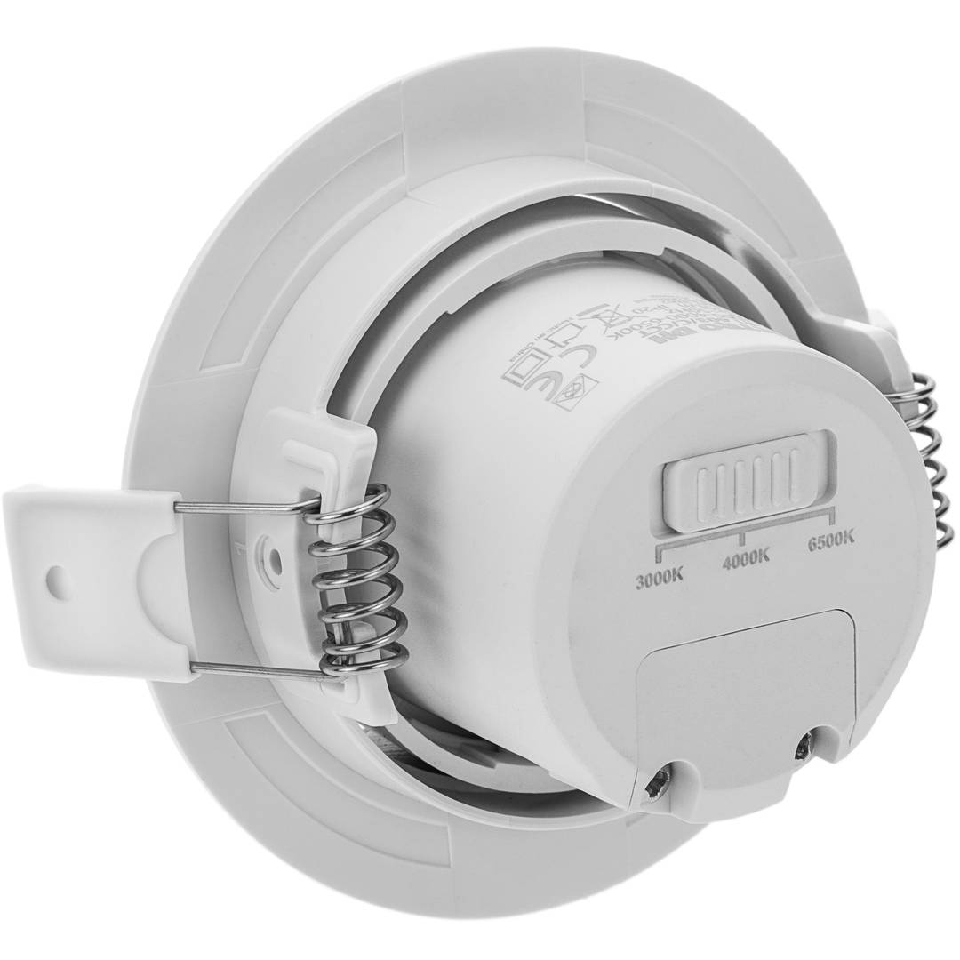 90mm round recessed 7W tilting LED light with light color selector