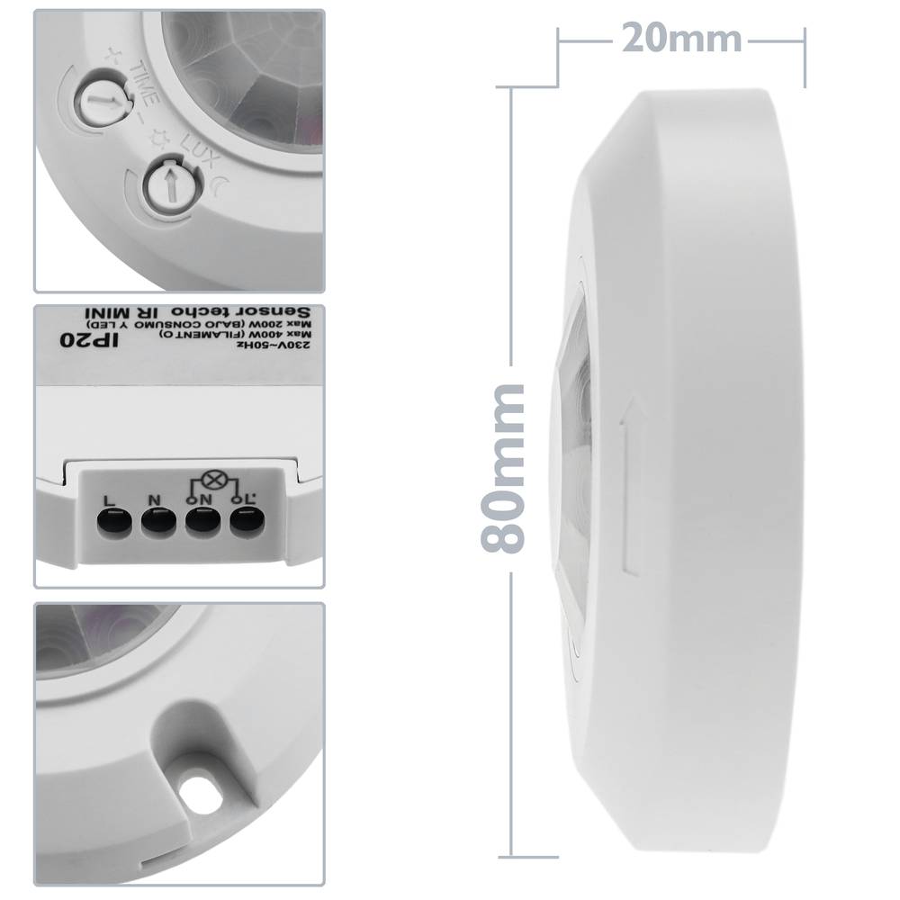 Detector de movimiento por infrarrojos de techo con un sensor - Cablematic