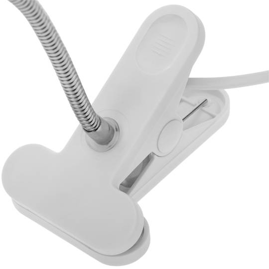 Lampada bianca con lampada da lettura da scrivania con portalampada E27 e clip di fissaggio