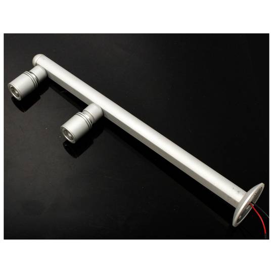 Spot LED zilver 2 spot 2W 25cm witte dag