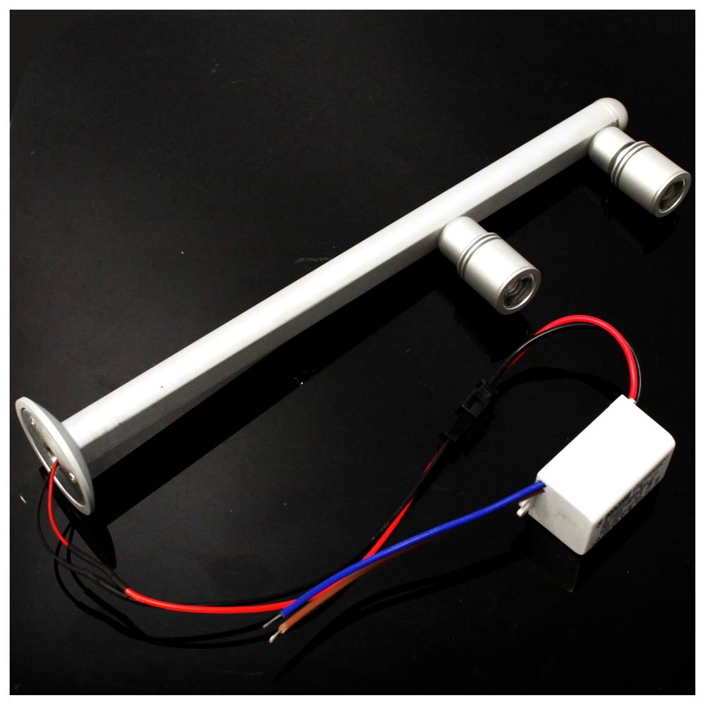 Spot LED zilver 2 spot 2W 25cm witte dag