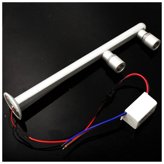 Spot LED zilver 2 spot 2W 25cm witte dag