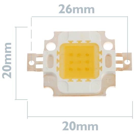 LED COB DIY 10W 800LM 3000K emissor de luz branca quente 20 x 20 mm