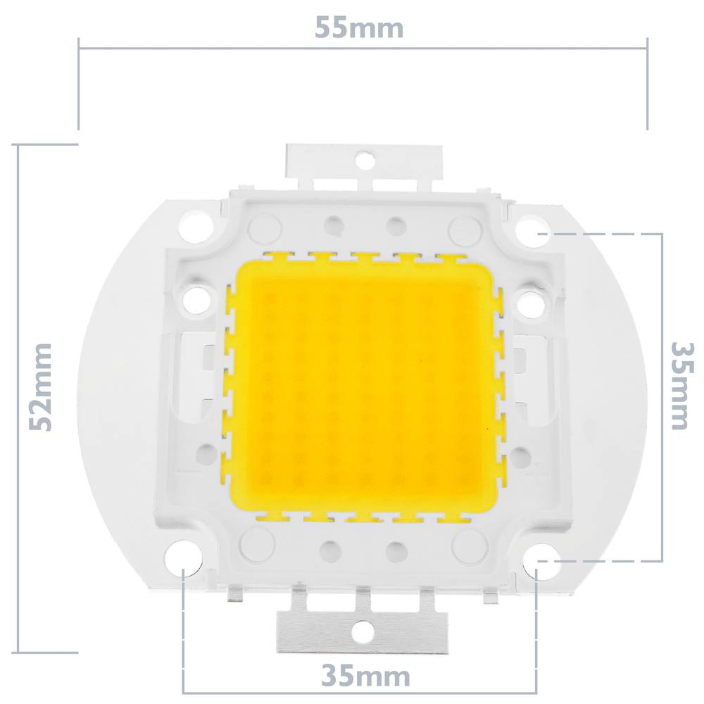 LED DIY COB 70W 3000K 5600LM luz branca quente 40x55mm emitindo