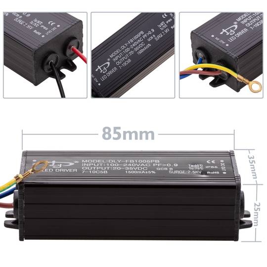 Fuente de alimentación 100-240VAC 50W 20-35VDC en chasis de aluminio