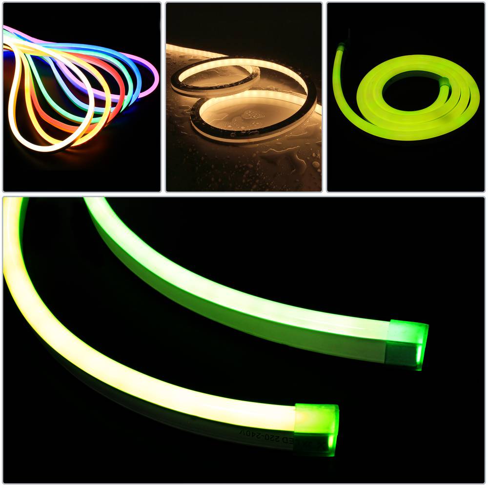 Tira llum flexible LED Neó Flex LNF 16x8mm 220VAC de 50m blanc càlid
