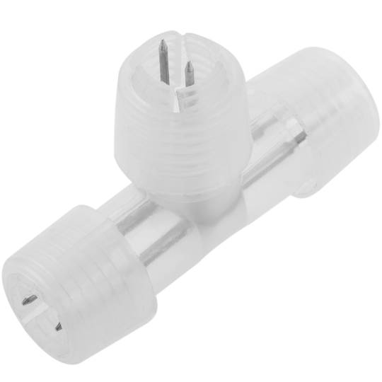 2-pin T-shaped tube-tube connector for 1 cm diameter cables with heat-shrinkable sleeves and protectors