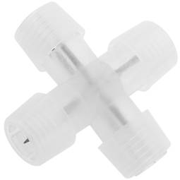 Connector en creu tub-tub de 2 pin per a cables de 1 cm de diàmetre amb protectors i fundes termoretràctils