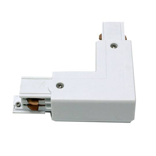Union elbow fitting for ceiling light rail lane 3-via white