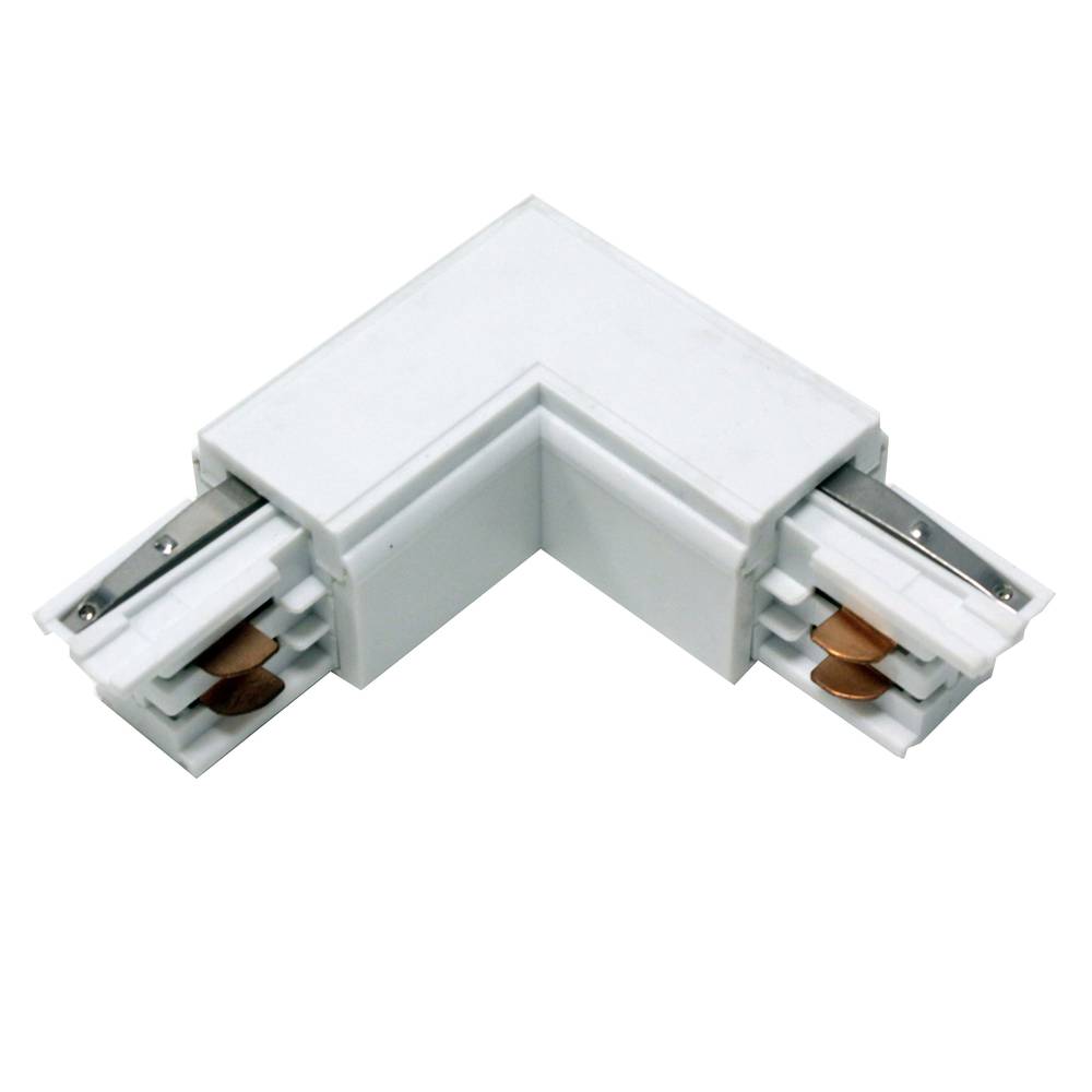 Union elbow fitting for ceiling light rail lane 3-via white