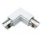 Union elbow fitting for ceiling light rail lane 3-via white