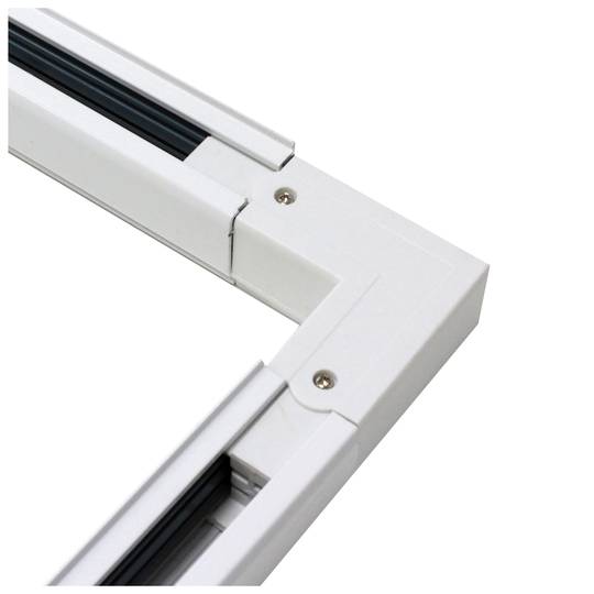 Union elbow fitting for ceiling light rail lane 3-via white