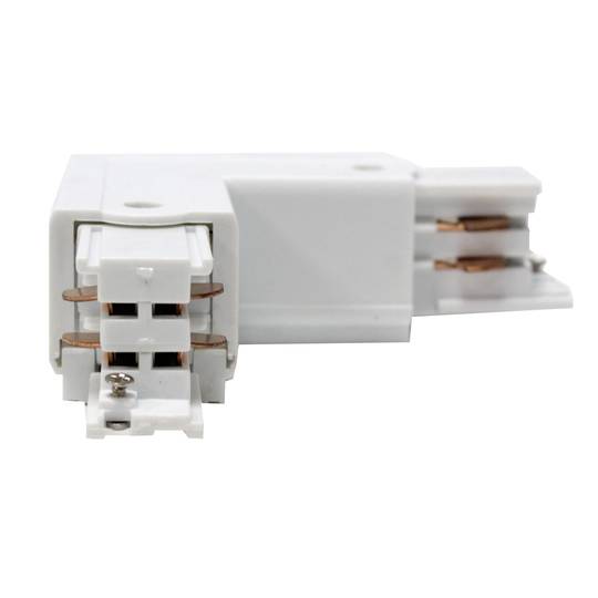 Union elbow fitting for ceiling light rail lane 3-via white
