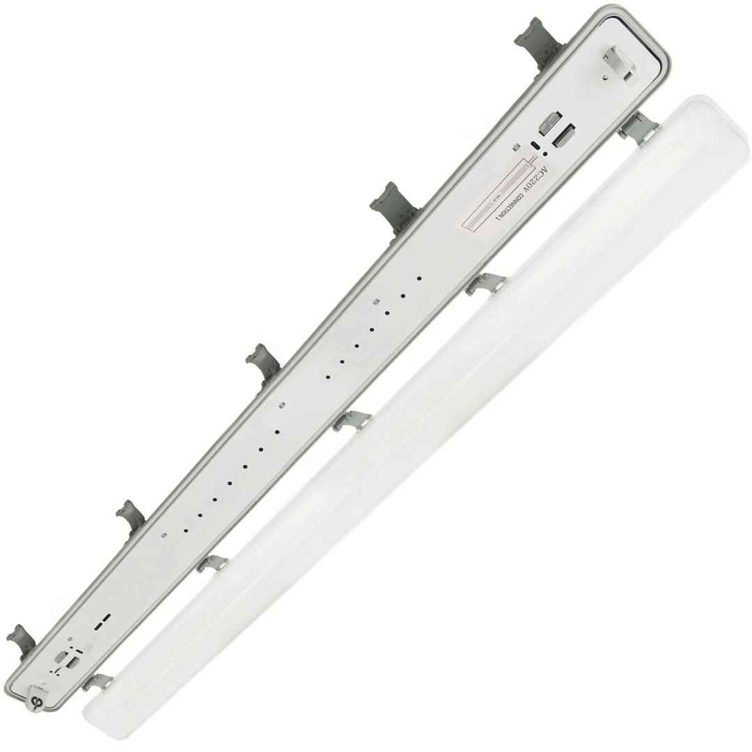 Schermo impermeabile per tubo LED 1 x 1200 mm con attacco su un'estremità IP65 T8 G13