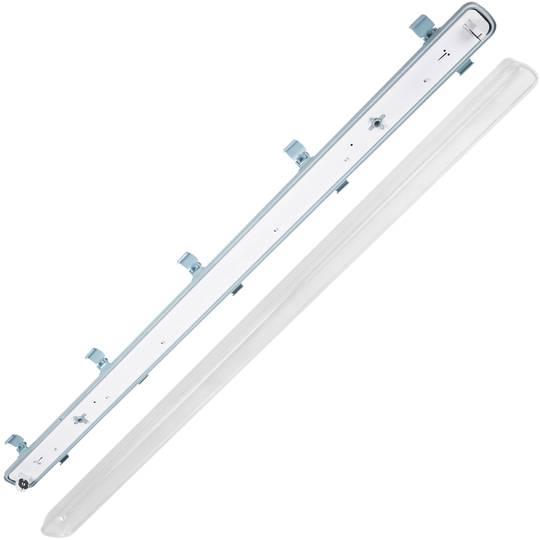 Ecran étanche pour tube LED 1 x 1200 mm avec raccordement à deux extrémités IP65 T8 G13