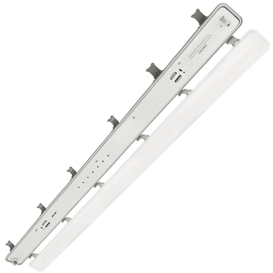 Wasserdichte Abschirmung für LED-Röhre 1 x 1500 mm mit zweiseitigem Anschluss IP65 T8 G13