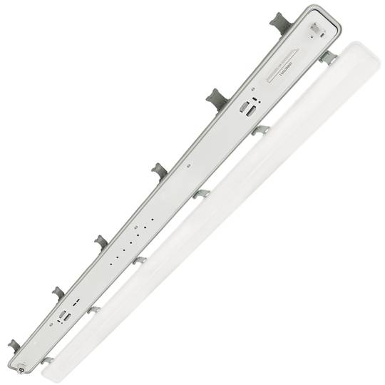 Wasserdichte Abschirmung für LED-Röhre 1 x 1500 mm mit zweiseitigem Anschluss IP65 T8 G13