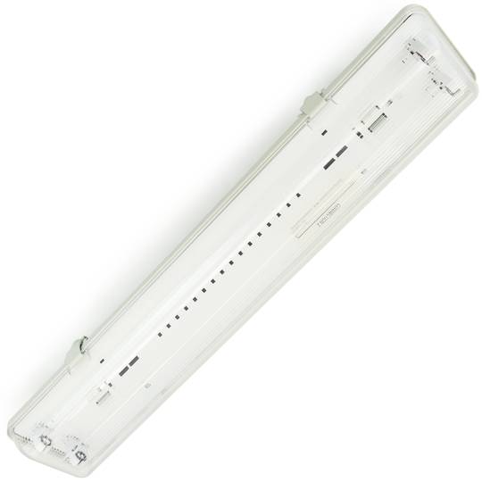 Schermo impermeabile per tubo LED 2 x 600 mm con connessione a due estremità IP65 T8 G13